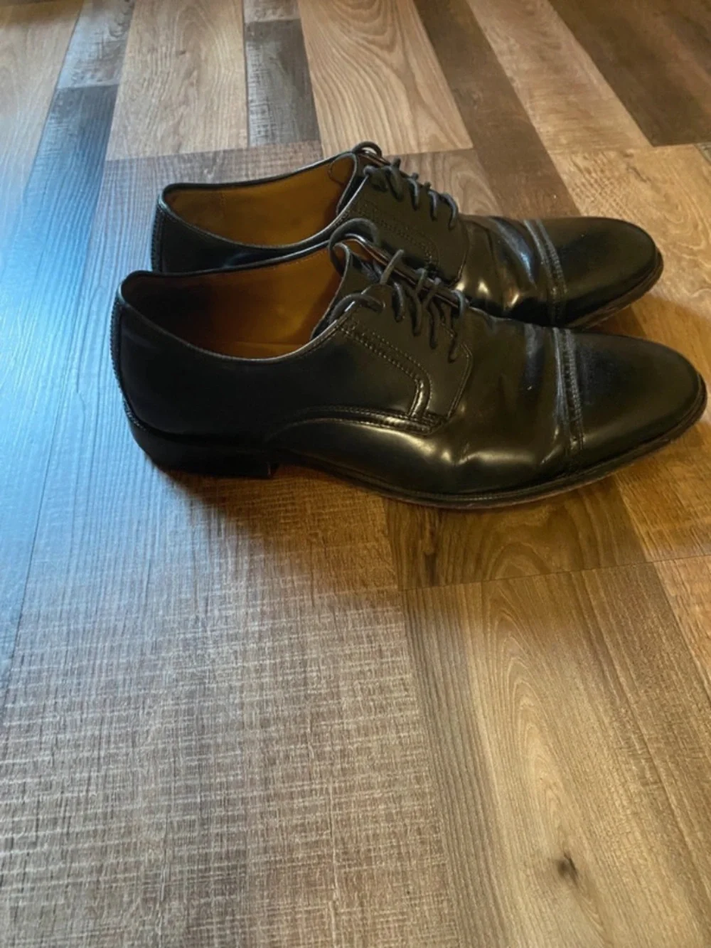 Johnston & Murphy Black Cap-Toe Derby Oxfords
